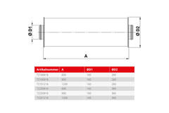 Spiro-SAFE premium geluiddemper diameter 160 mm - lengte 1200 mm (100 mm isolatie)